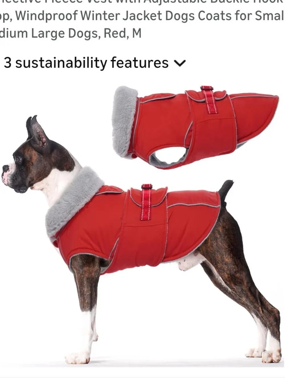 Red Dog Winter Coat with Fleece Collar